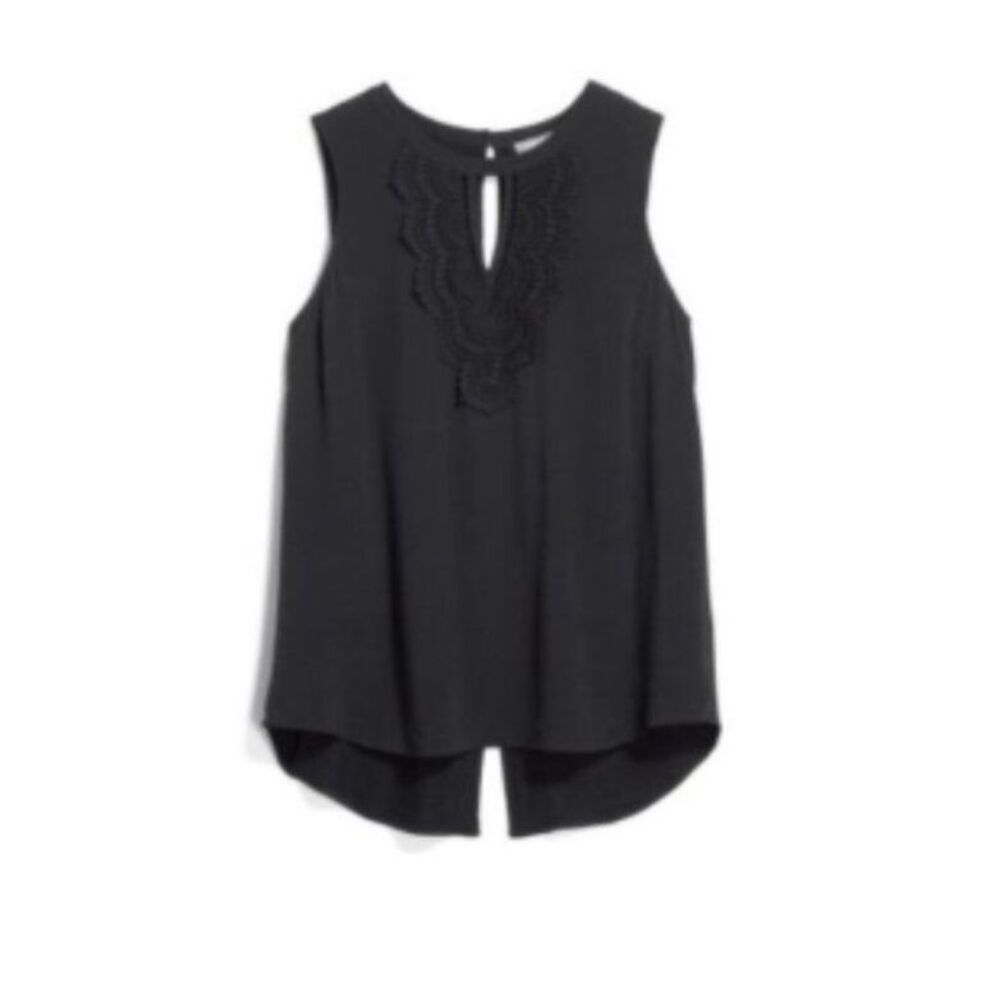 Pale Sky Quin Keyhole Crochet Black Tank Top Size Large L Stitch Fix